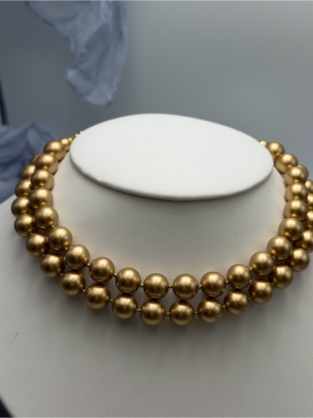 Vintage Carolee Gold-Tone Double Strand Bead Necklace
